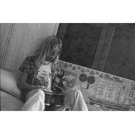 Playing the bongo drums at 'The Hideaway' 1178 Barrenjoey Road, Palm Beach, 1975