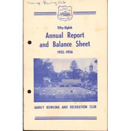 Manly Bowling and Recreational Club 1955 to1956 Annual Report