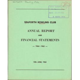 Seaforth Bowling Club Annual Report 1965