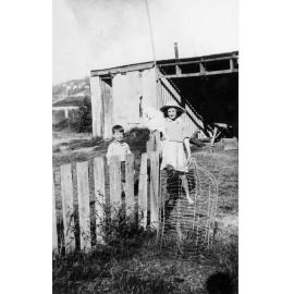 Children in the backyard of Sayce farm Abbott Road, North Curl Curl
