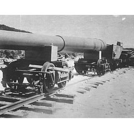 9.2 inch gun barrel in transit to North Fort, North Head