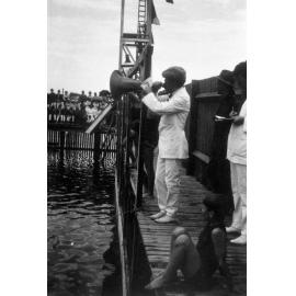 "The Man with the Megaphone", Fred Williams, at Manly Baths