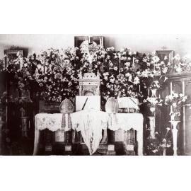 Flower-bedecked altar at St Patrick's College