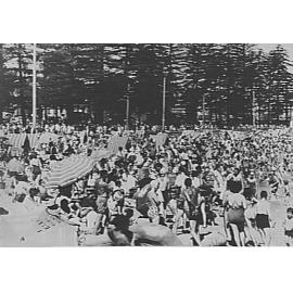 Crowds at Manly Harbour beach