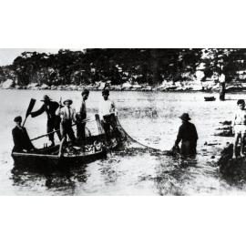 The Sly family fishing near the Quarantine Station, Manly