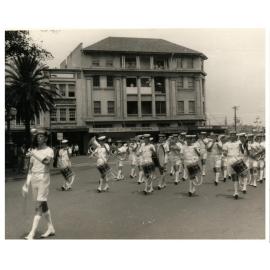 The Royal Australian Navy band marching along The Corso, 1960