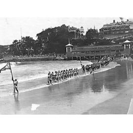 March past at a surf carnival at southern end of Manly Beach