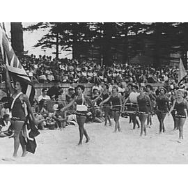Female members of Manly Life Saving Club at a surf carnival, 1950