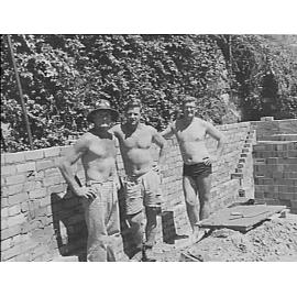 Men constructing a building near Manly Cove Saling Clubs