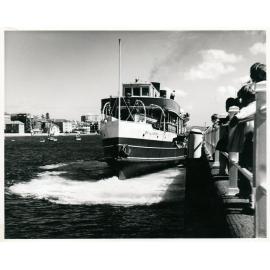 Manly ferry Bellubera pulling into Manly Wharf, 1962