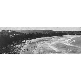Looking north along Manly Beach from roof of "Borambil" flats