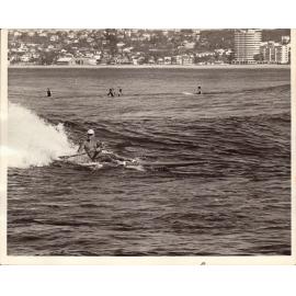 C.J. "Snowy" McAlister surfing at North Narrabeen, 1970s