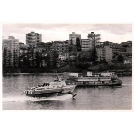 The hydrofoil "Dee Why" and the ferry "Barragoola" cross paths