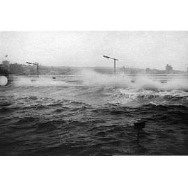 Storm and large seas lashing Manly Harbour Pool