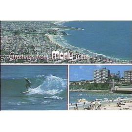 Three views of Manly Postcard