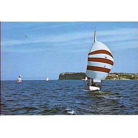 Yacht on Sydney Harbour, showing South Head in background