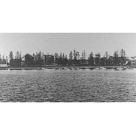 Manly Cove, shows pines, fun pier and small boats, 1972