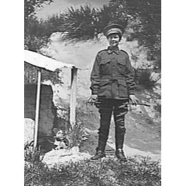 Portrait of Millie Bell, in military uniform, Freshwater Beach