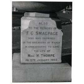 Memorial to F. C. Smalpage in East Esplanade Reserve, Manly