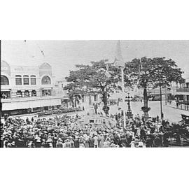 Meeting outside Manly Town Hall