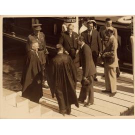 Mayor introducing Duke of Gloucester and L.C. Wellings, Manly 1934