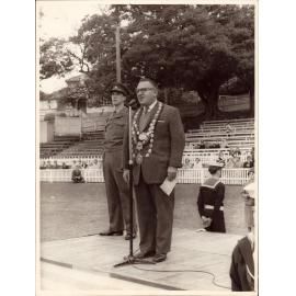 J.W.A. Paton speaking at Manly Oval, 1963