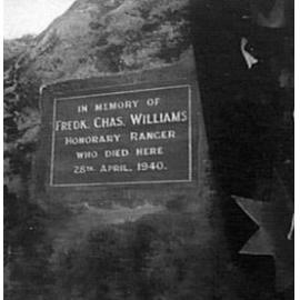 Monument to Fred Williams, Honorary Ranger at Crater Cove