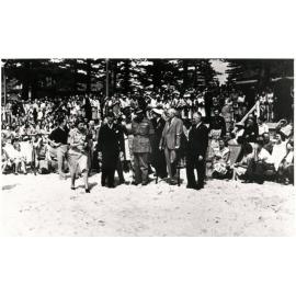 Edwina, Countess Mountbatten of Burma, on Manly Beach, 1946