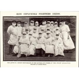 Doctors and Nurses at Quarantine Station dressed for protection during Spanish Flu Epidemic