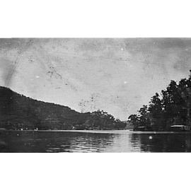 Section of Cowan Creek and district, showing houseboat, c 1920
