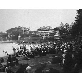 Manly Beach with South Steyne Pavilion, c 1920s