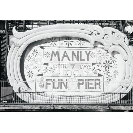 Hoarding for Manly Fun Pier prior to demolition, 1989
