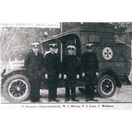 Manly District Ambulance drivers and vehicle
