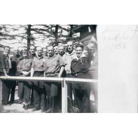 Bus drivers outside the Meal Room at Manly Wharf