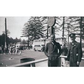 Bus drivers at Manly Wharf, Cass McMurray and Harry Williams