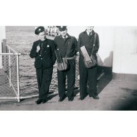 Bus drivers at Manly Wharf, including Ted Semper and Ted Pember