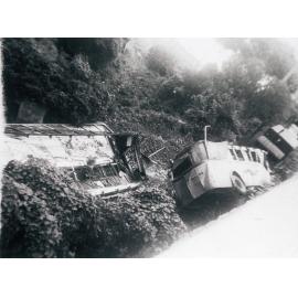 Double-decker bus No.1612 which overturned near Spit Bridge