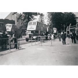 Manly Wharf Interchange with five double-decker buses in view