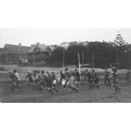 A rugby union match in progress on Manly Oval