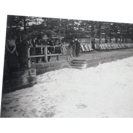 Manly Beach during high seas, showing the sea wall
