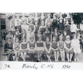 Manly Girls High School pupils, 7th Class, 1930