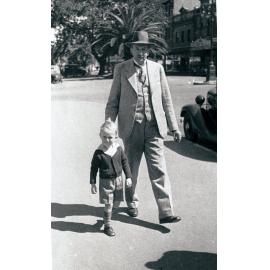 Frederick Elston and son John on The Corso, c 1939
