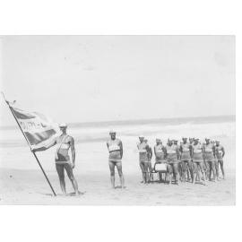 Members of the South Curl Curl Surf Life Saving Club march past team