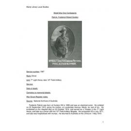 Patrick, Frederick Robert Gordon