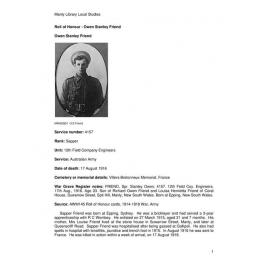 Friend, Owen Stanley