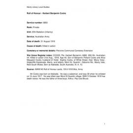 Cocks, Herbert Benjamin