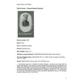 Cholerton, Thomas Edward