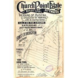 Church Point Estate 1909: Subdivision plan