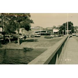 Pittwater Road Narrabeen Bridge looking south towards Post Office and Woolworths