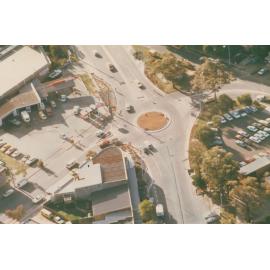 Aerial View of roundabout at junction with Pittwater Road, Park Street and Bungan Street, Mona Vale